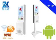 Thiết bị quảng cáo Android kiosk kỹ thuật số làm vệ sinh màn hình trình phát phương tiện với thiết bị phân phối chất khử trùng tay tự động