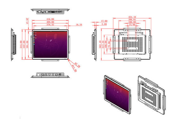 Đơn vị tương tác nhúng Linux 19 inch cho hệ thống an ninh, thiết bị công nghiệp, quảng cáo bán lẻ và trạm dịch vụ công cộng